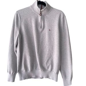 Tommy Hilfiger men’s quarter zip long sleeve pullover gray large